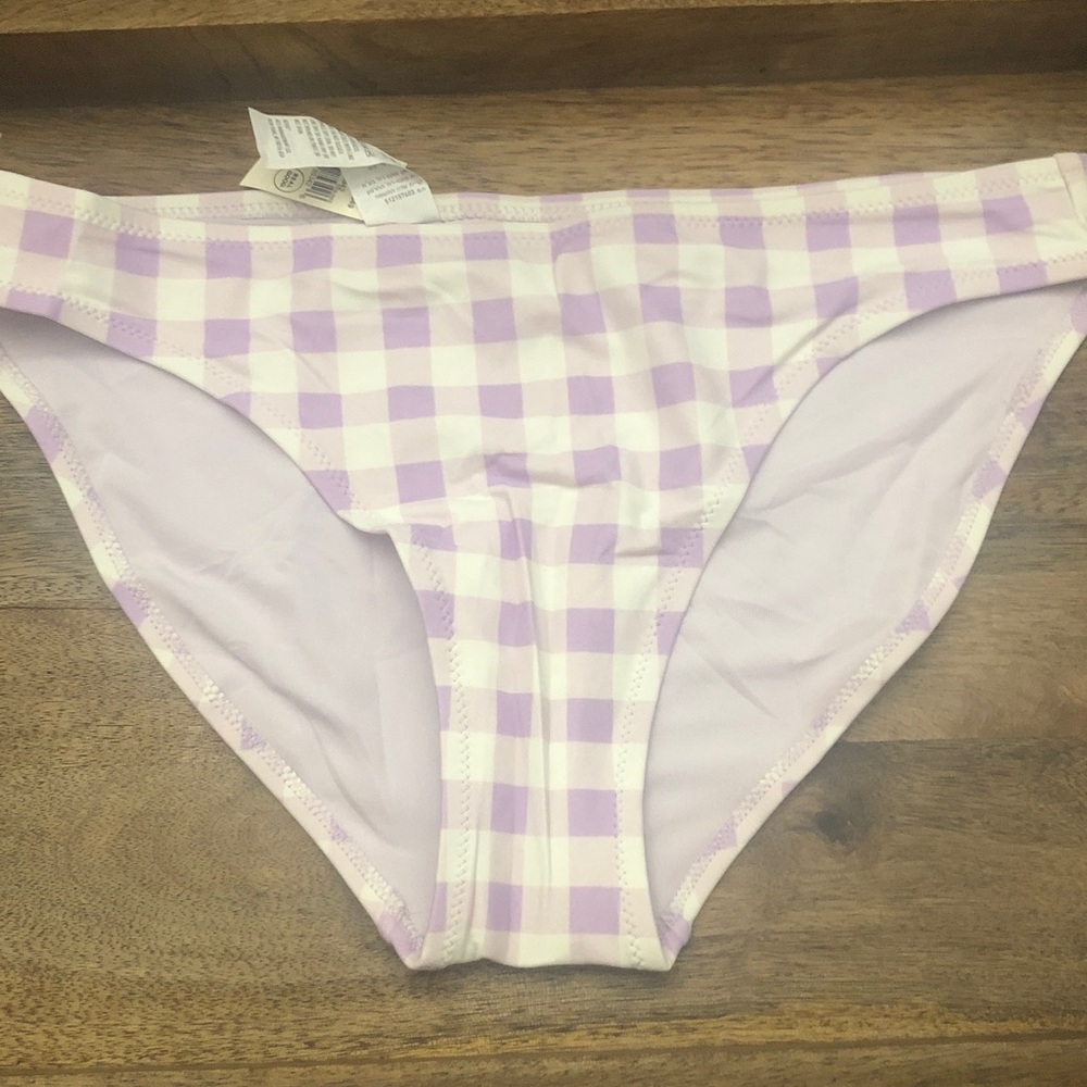 aerie Lilac and White Gingham Bikini Bottoms